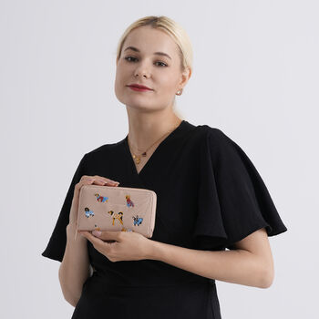PU-Geldb&ouml;rse mit RFID-Schutz, Hundemuster, 15,5x2,5x10cm, Rosa
