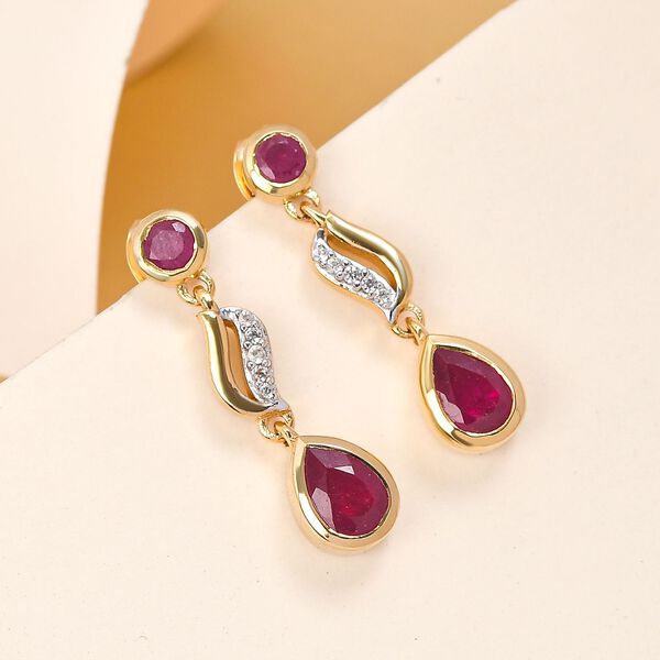 Afrikanische Rubin und Zirkon-Ohrh&auml;nger in Silber image number 2