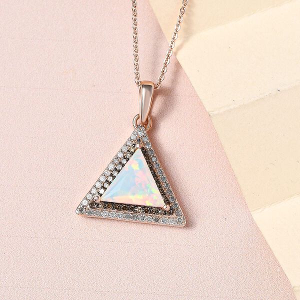 GP Art Déco Kollektion - Natürlicher, äthiopischer Welo Opal und Multi-Edelstein-Anhänger mit Kette - 1,76 ct. image number 3