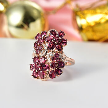 D'Joy nat&uuml;rlicher Rhodolith Granat und Zirkon Ring - 5,17 ct.