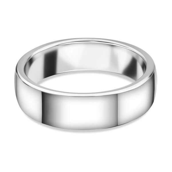 Klassischer Komfort-Bandring, 925 Silber rhodiniert