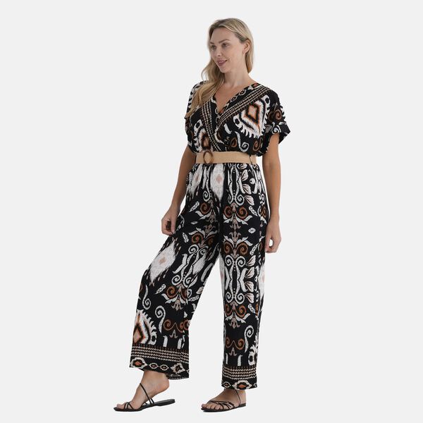 LA MAREY Jumpsuit mit G&uuml;rtel, IKAT Print, 136 cm L&auml;nge, 65 cm Brustweite, Schwarz image number 4