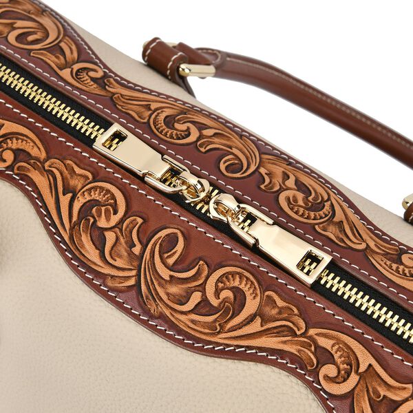 Grand Pelle  - Echtleder Umhängetasche, 34,5x15x21 cm, beige image number 11