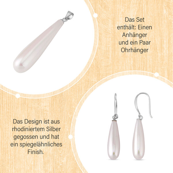 Königin der Edelsteine- Weißes Muschelperlen-Schmuckset image number 10