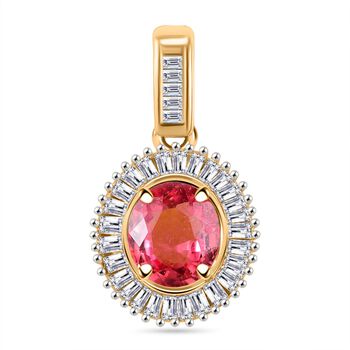 AAAA Padparadscha Saphir und Diamant Anh&auml;nger in 585 Gold - 1,30 ct.