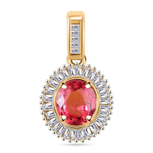 AAAA Padparadscha Saphir und Diamant Anhänger in 585 Gold - 1,30 ct. image number 0