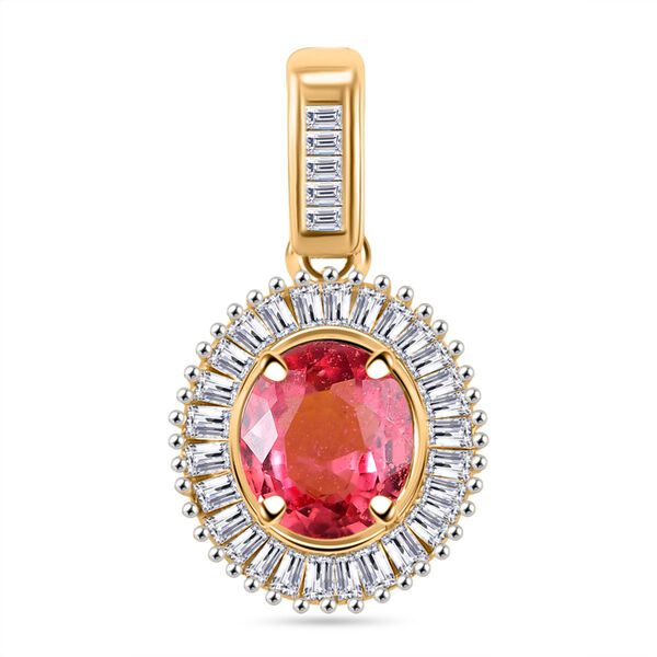 AAAA Padparadscha Saphir und Diamant Anhänger in 585 Gold - 1,30 ct. image number 0
