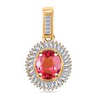 EXTREM SELTENE SAPHIR - AAAA Padparadscha Saphir (B), Weißer Diamant Anhänger 585 Gold ca. 1.30 ct