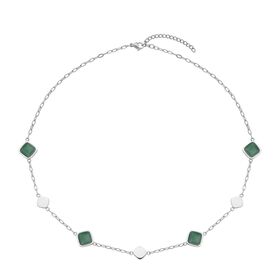 Grüne Aventurin Halskette, ca. 50 cm, Edelstahl ca. 32.00 ct