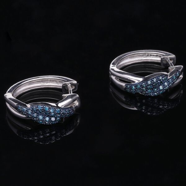 Blaue Diamant Ohrringe, 925 Silber platiniert ca. 0.25 ct image number 1
