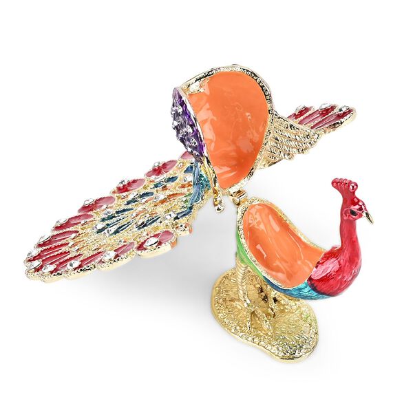 Schmuckschatulle Pfau aus Metall mit Kristallen, Blau image number 4