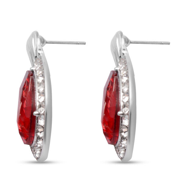 Designer Glaskristall-Halskette und Ohrringe, rot, ca. 56,03 ct image number 6