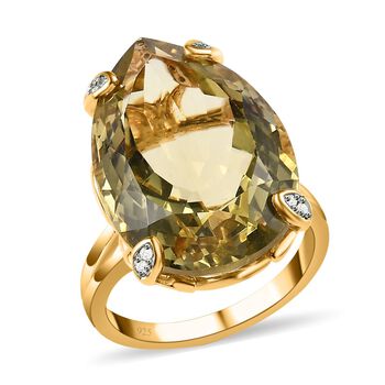 Ouro Verde Quarz und Zirkon Cocktail Ring - 18,64 ct.