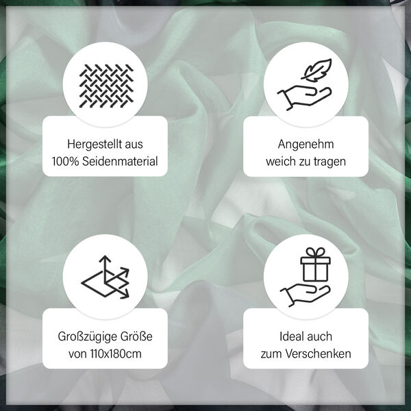 LA MAREY Ombre Chiffon Seiden Schal, Grün image number 4