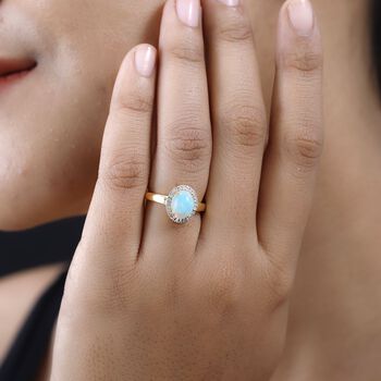 Nat&uuml;rlicher, &auml;thiopischer Welo Opal und Diamant-Ring - 1,23 ct.
