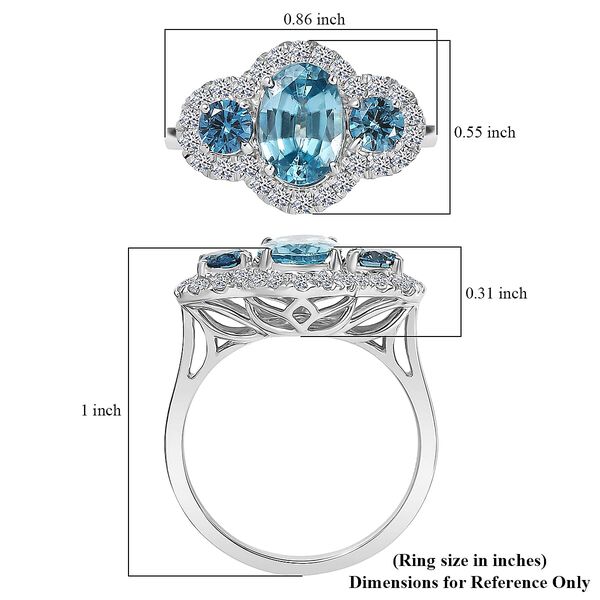 LUXURIANT AAA blauer Zirkon und Labor blauer und wei&szlig;er Diamant Ring in 417 Wei&szlig;gold - 3,07 ct. image number 5