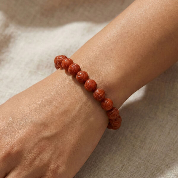 Flexibles rotes Jade Armband - 150 ct. image number 2