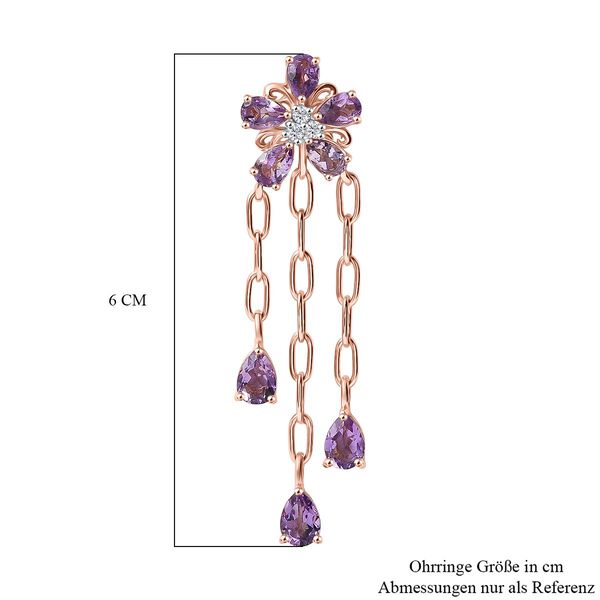D'Joy AAA Rose De France Amethyst und Zirkon Ohrringe - 7,94 ct. image number 6