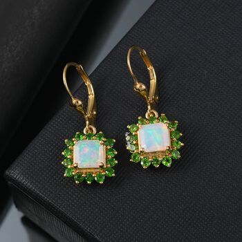 D'Joy Nat&uuml;rliche, &auml;thiopische Welo Opal und Chromdiopsid Ohrringe - 2,13 ct.