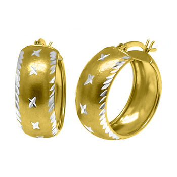 Creolen with Diamantschliff-Muster, 925 Silber vergoldet