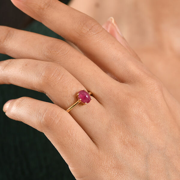 D'Joy Afrikanischer Rubin (Fissure gef&uuml;llt) Ring 925 Silber vergoldet (Gr&ouml;&szlig;e 16.00) ca. 1,83 ct image number 2