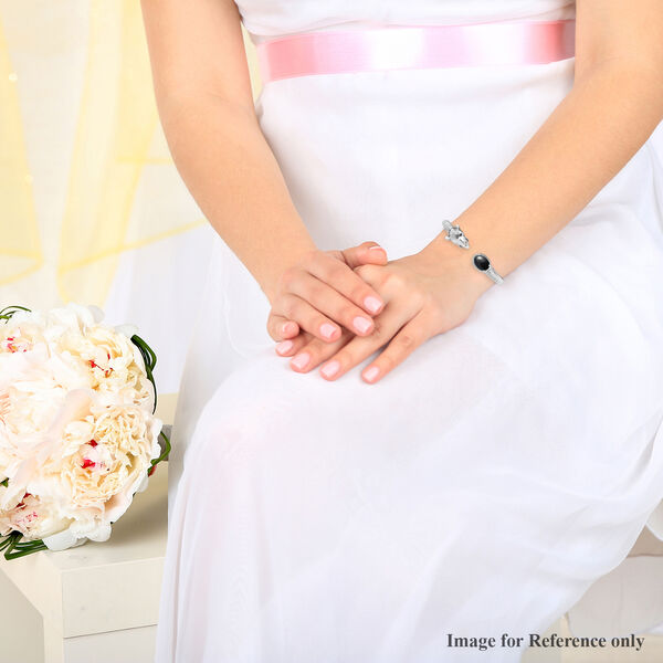 Schwarzer Turmalin Elefantenkopf-Armreif, ca. 19 cm, Edelstahl ca. 6,76 ct image number 3