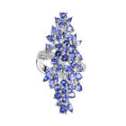 Floraler Tansanit Cluster-Ring, 925 Silber platiniert (Größe 19.00) ca. 5,25 ct