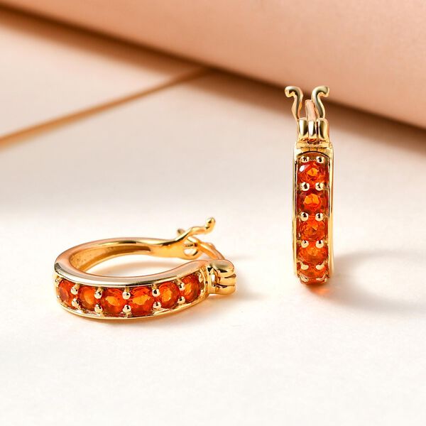 Salamanca Feueropal-Creolen, 925 Silber vergoldet ca. 0,54 ct image number 2