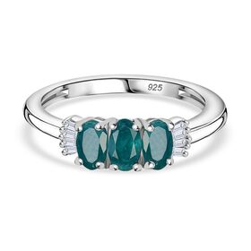AAA Grandidierit, Weißer Diamant Ring 925 Silber rhodiniert (Größe 17.00) ca. 0,73 ct