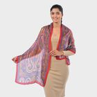 "Fabric - 100% Silk Printed Scarf Color - Blue Pink Size- 160 x 49 CM"