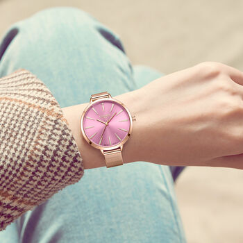 Gamages Of London Spectacle Schweizer Uhrwerk Diamant Set Damenuhr -  rosa