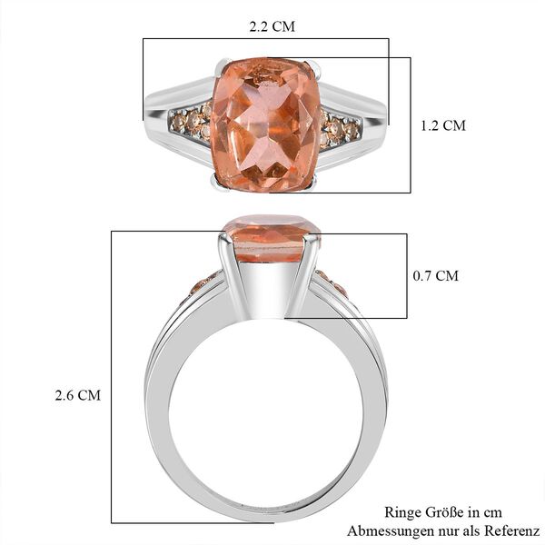 Morganit Quarz Triplette, Champagner Zirkonia Ring Edelstahl (Gr&ouml;&szlig;e 17.00) ca. 3,32 ct image number 7