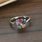 Mehrfarbig Saphir und Zirkon Blumen Ring 925 Silber Platin-Überzug image number 1