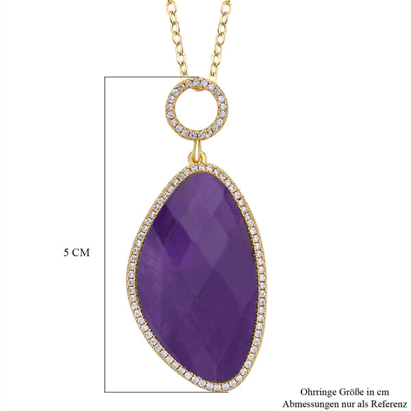 Afrikanischer Amethyst, Wei&szlig;er Zirkonia Anh&auml;nger mit Kette, Goldfarbene ca. 18.00 ct image number 5