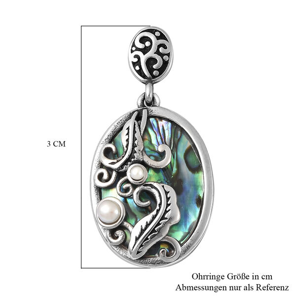 Abalone Muschel und Wei&szlig;e Muschelkernperle Ohrringe Edelstahl ca. 3,40 ct image number 3