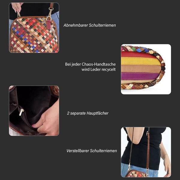 Chaos by Elsie- Echtleder Umh&auml;ngetasche mit RFID-Schutz, Webmuster, 19x11x20cm image number 3