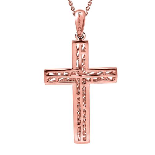 LUXURIANT SI-GH Labor Diamant Kreuz Anhänger mit 50cm Kette, 925 Silber 750 Roségold Vermeil - 0,33 ct. image number 5
