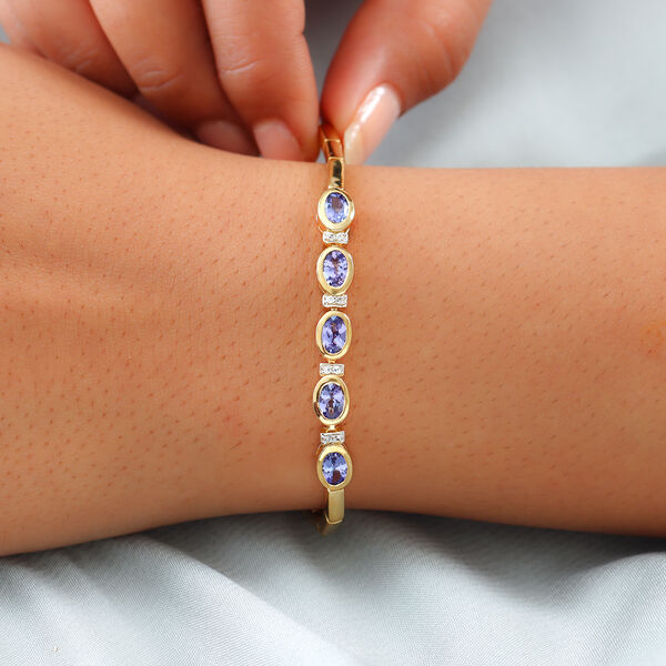 Tansanit und Zirkon-Armband, ca. 19 cm, 925 Silber vergoldet ca. 2,38 ct image number 3