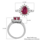 Afrikanisher Rubin(Fissure gefüllt) und Zirkon Ring 925 Silber platiniert image number 6