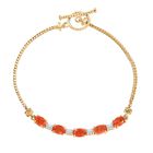 Padparadscha Quarz Triplette, Weißer Zirkon Armband ca. 18 cm Messing ca. 3.36 ct