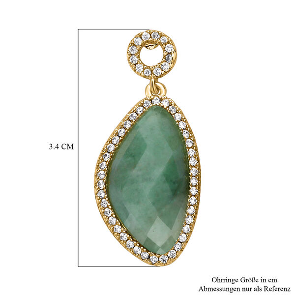 Gr&uuml;ner Aventurin, Wei&szlig;er Zirkonia Ohrringe Reines Messing ca. 13,00 ct image number 4