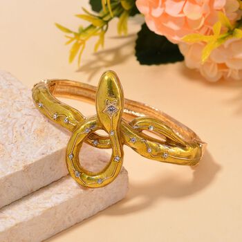 Golden emaillierter wei&szlig;er Kristall-Armreif, 18cm