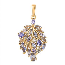 Grüner Tansanit, Tansanit Anhänger 925 Silber 750 Gelbgold Vermeil ca. 2.27 ct