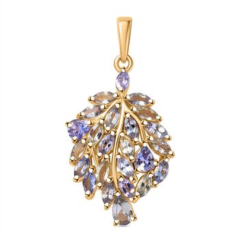 Gr&uuml;ner Tansanit, Tansanit Anh&auml;nger 925 Silber 750 Gelbgold Vermeil ca. 2.27 ct