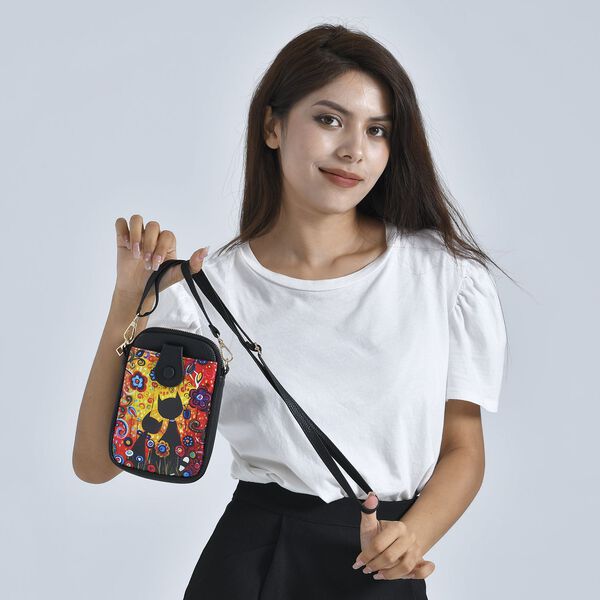 Stilvolle und kompakte Handytasche mit 2 Katzenmotiv, PU-Leder, mit Schultergurt, 19x13.5x2cm image number 3