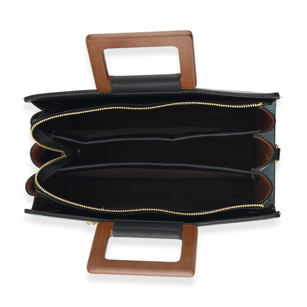 Florale Kunstprint Clutch-Crossbody-Tasche, 30 x 13 x 19 cm, Petrol image number 5