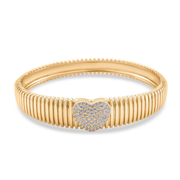 Wei&szlig;er Zirkonia Armreif ca. 19 cm Nickelfreies Messing, goldfarben image number 0