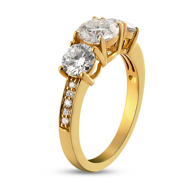 88 Facetten Moissanit Ring, 925 Silber vergoldet  ca. 1,67 ct image number 5