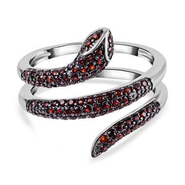 Roter Granat Ring, 925 Silber Zweifarbig, (Größe 16.00), ca. 0.95 ct
