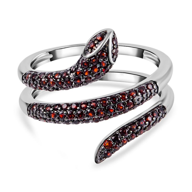 Roter Granat Ring, 925 Silber Zweifarbig, (Größe 16.00), ca. 0.95 ct image number 0